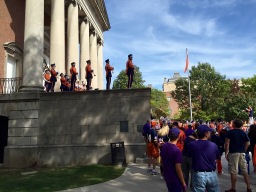 Tigers fans take in the Syracuse marching band.