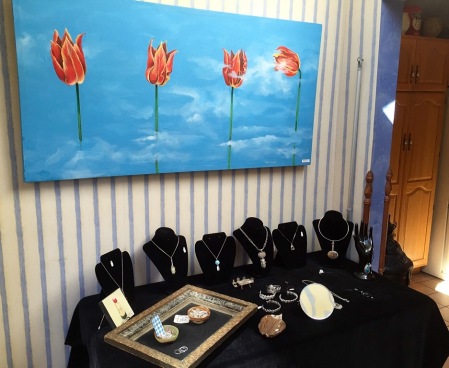 Cathy's jewelry on display.